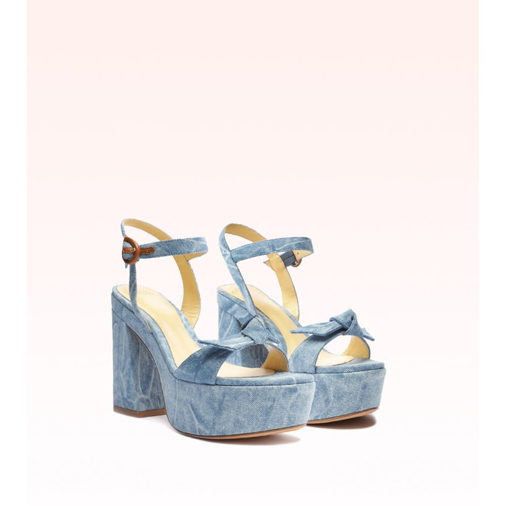 Clarita Platform Flare Fabric Acid Denim Washed