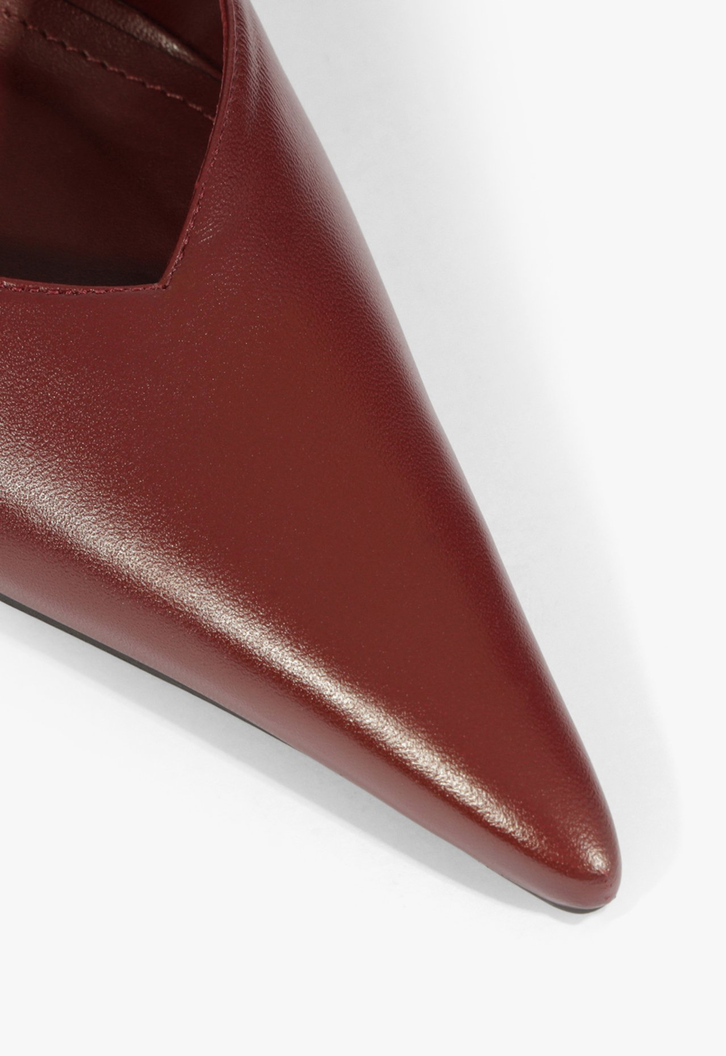Slingback Couro Salto Alto Fino Vinho