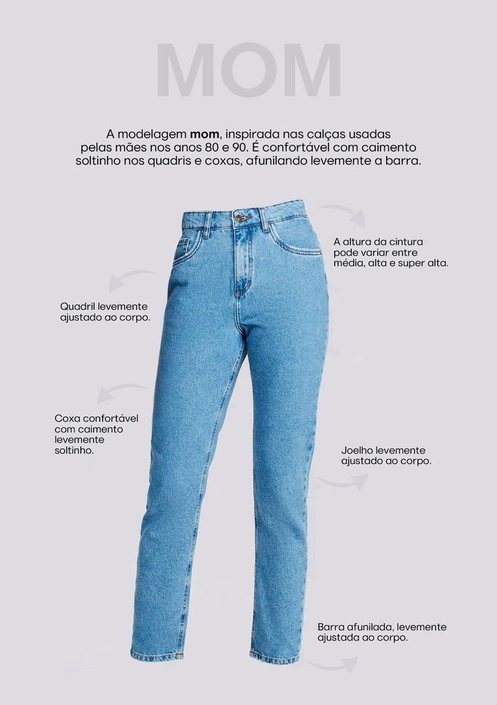 Calça Jeans Azul DZARM Mom Fit Cintura Alta