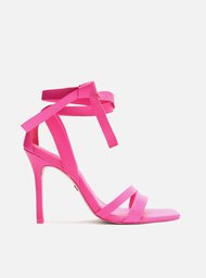 SANDÁLIA ROSA AREZZO COURO SALTO ALTO LACE UP