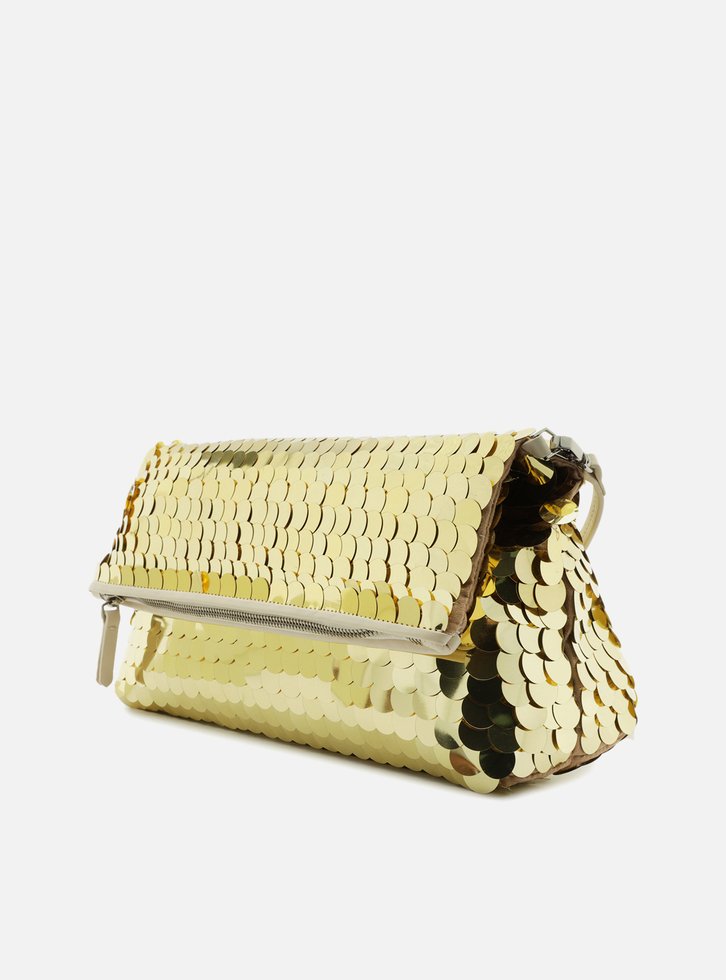 Clutch Dourada Arezzo Média Maxi Paetês