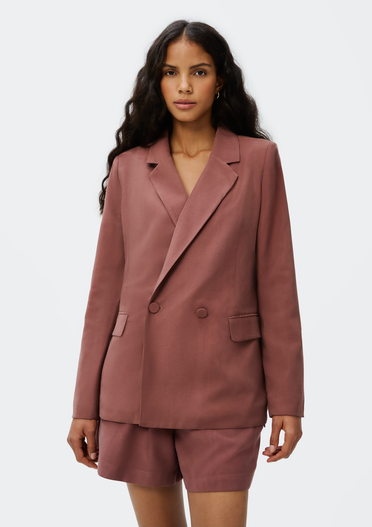 Blazer Marrom Hering Feminino Transpassado