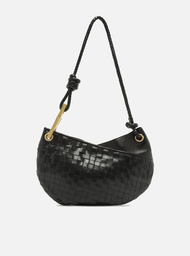 Bolsa Tiracolo Preta Arezzo Couro Média Maia Tressê