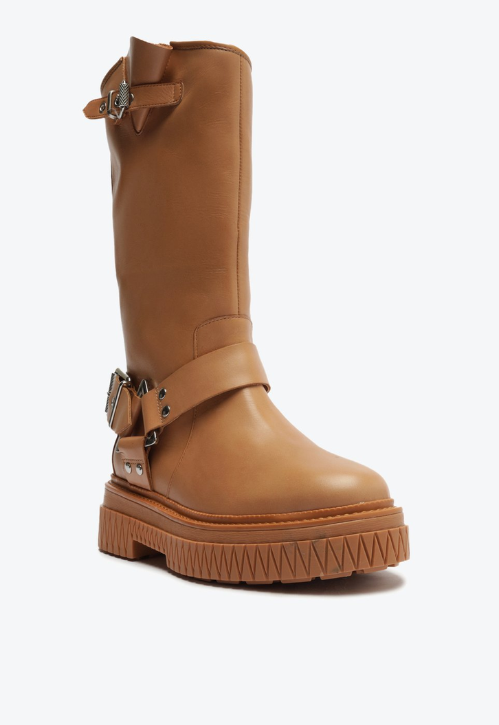 Bota Tratorada Cano Alto Couro Marrom