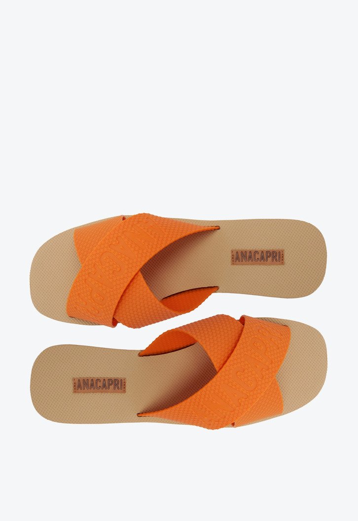 Rasteira Tiras Cruzadas Injetada Laranja