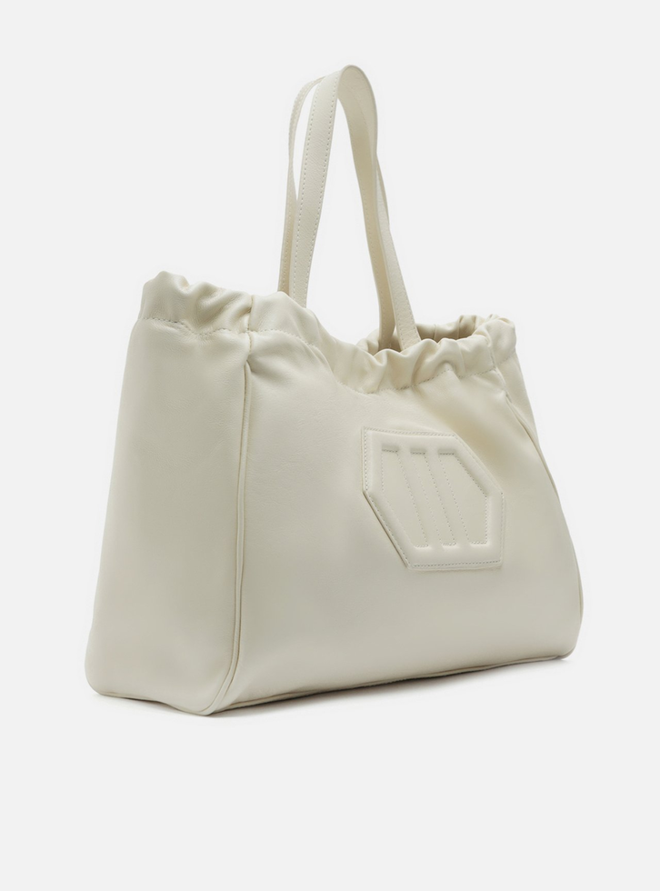 Bolsa Shopping Off-white Arezzo Couro Grande Monograma