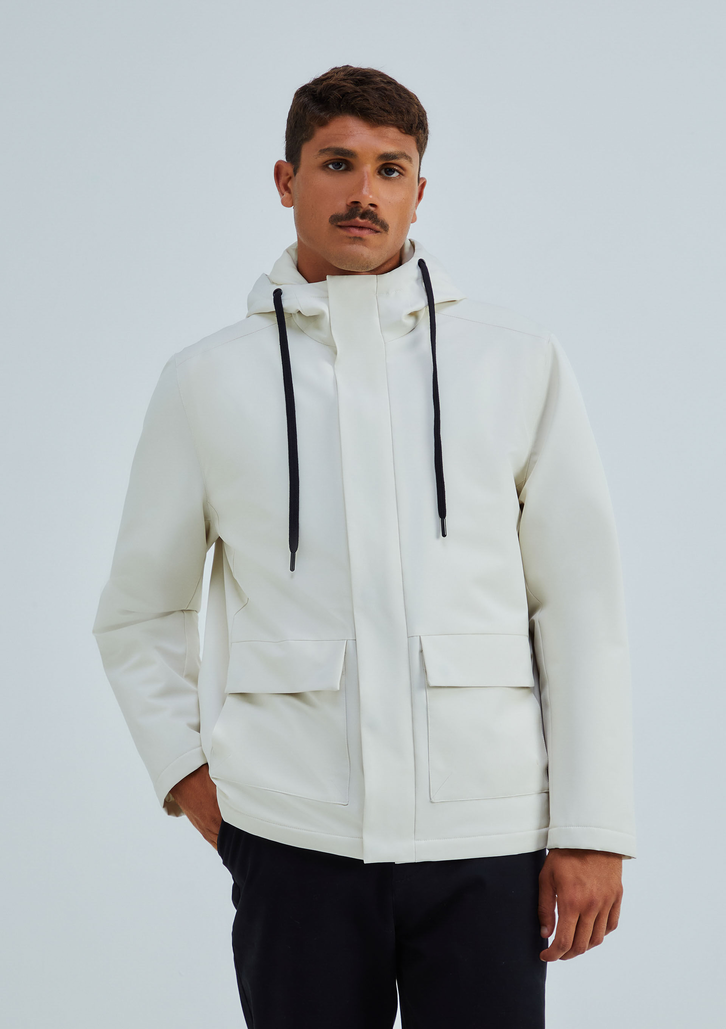 Jaqueta Branca Hering Parka Masculina Com Capuz