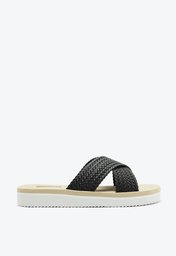 Sandália Flatform Preta Anacapri Tiras Cruzadas Pop