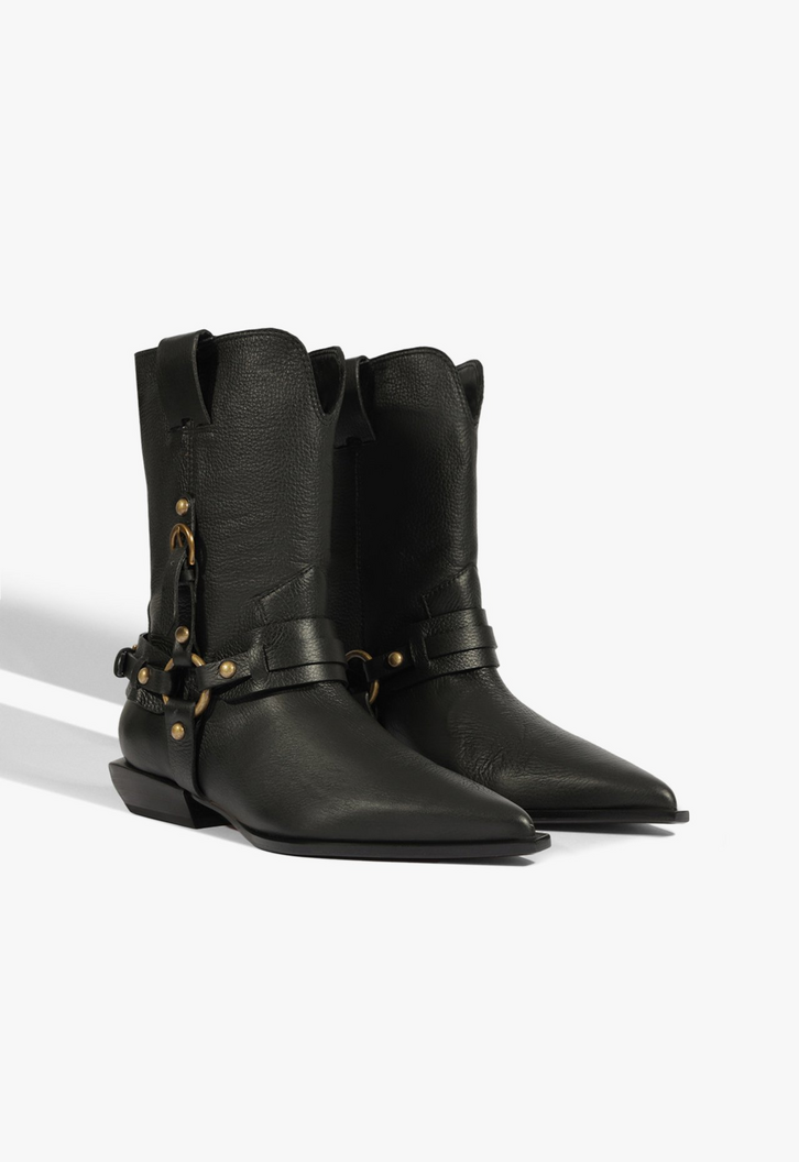 Bota Maine Buckle Couro Preta