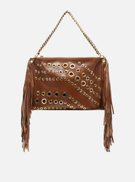 Bolsa Tiracolo Caramelo Couro Grande Franjas