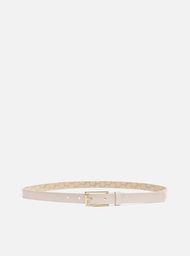 Cinto Branco Arezzo Couro Fino Fivela Minimal