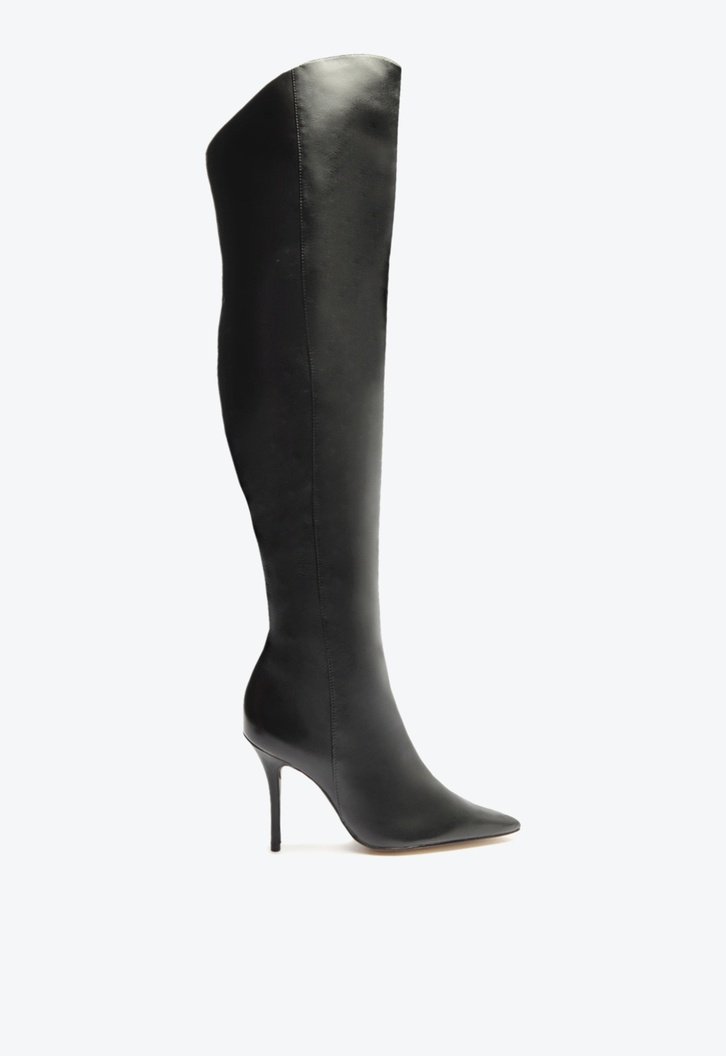 Bota Preta Arezzo Over The Knee Couro Bico Fino