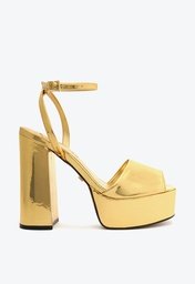 Sand lia Dourada Meia Pata Bico Quadrado ZZ MALL
