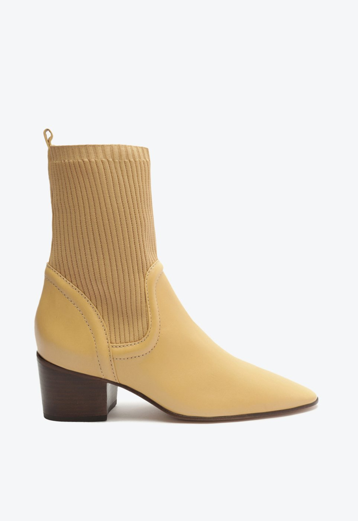 Bota Knit e Couro Bege