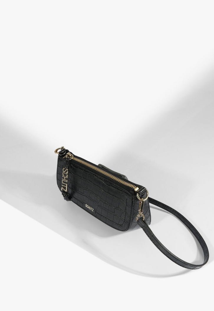 Bolsa Tiracolo Tina Pequena Croco Preta | ZZ MALL