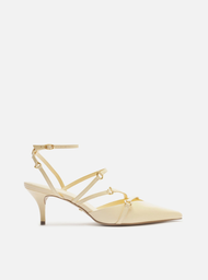Scarpin Amarelo Arezzo Couro Salto Kitten Tiras