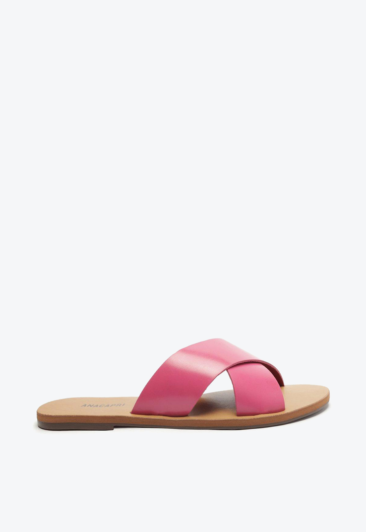 Rasteira Rosa Pink Anacapri Couro Tiras Cruzadas