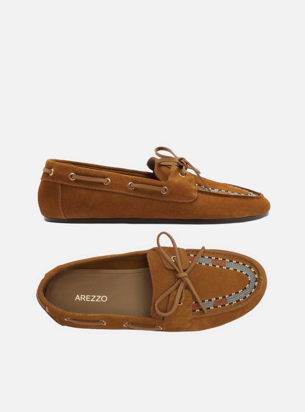 Mocassim Marrom Suede Bordado Retrô | ZZ MALL
