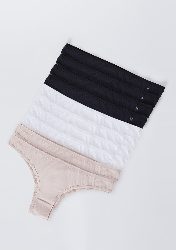 Kit 10 Calcinhas Básicas Rosas Hering Tanga Em Algodão