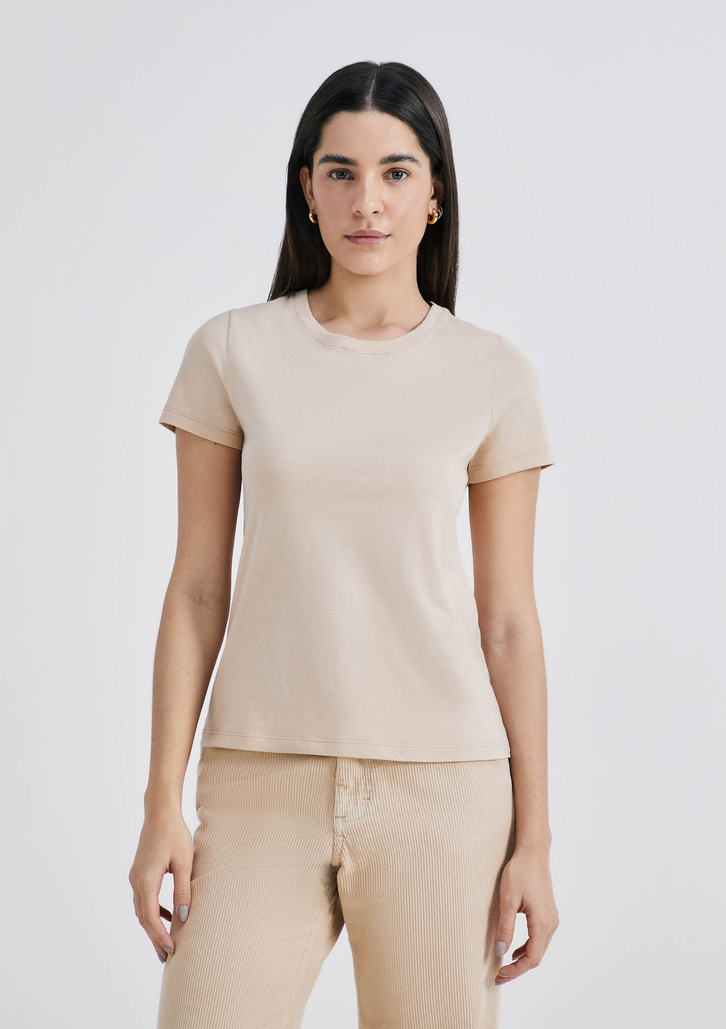 Blusa Bege Hering Básica Manga Curta Slim World