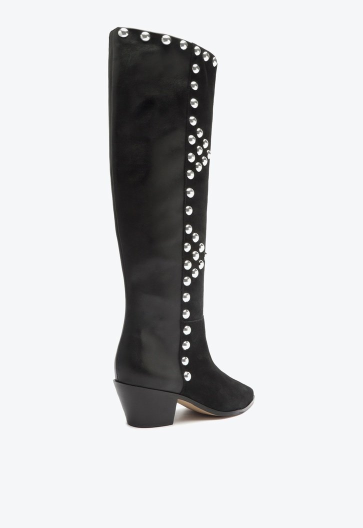 Bota Western Preta Arezzo Camurça Cano Longo Lívia