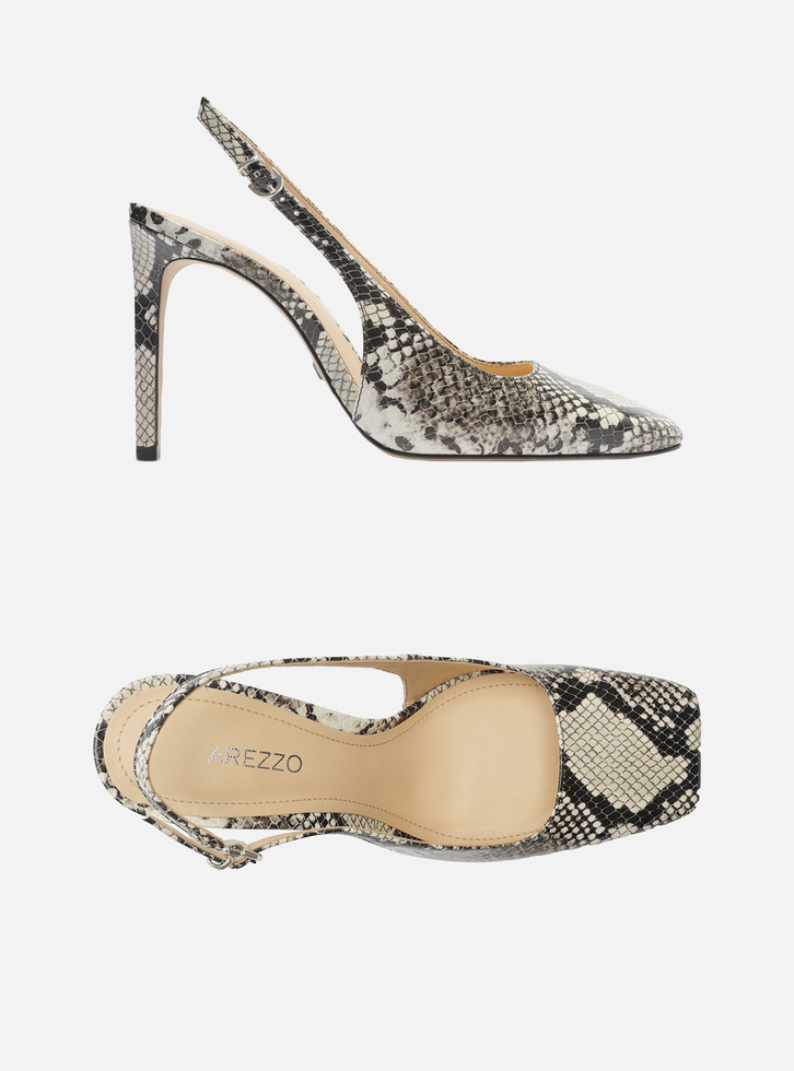 Scarpin Arezzo Snake Bico Quadrado Slingback