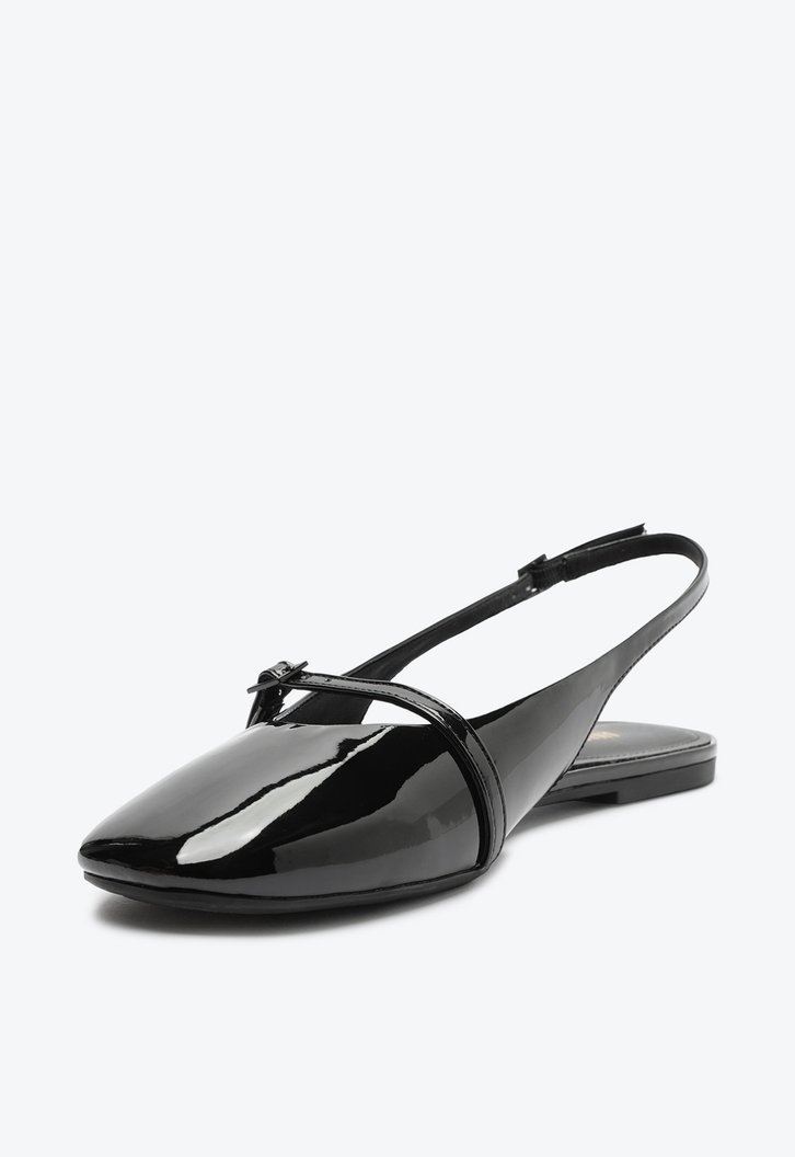 Sapatilha Preta Anacapri Slingback Verniz Tira Fechamento