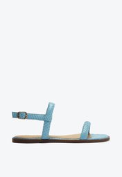 Sandália Rasteira Azul Anacapri Tiras Snake