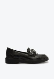Mocassim Preto Anacapri Snake Sola Alta Fivela