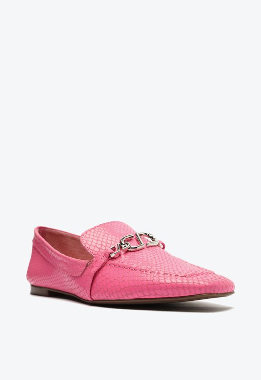 SAPATO MOCASSIM SNAKE PINK SCHUTZ COURO
