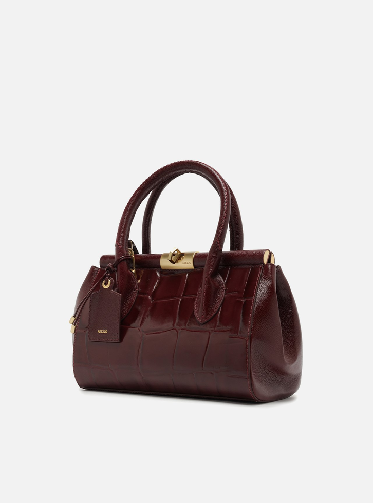 Bolsa Tote Vinho Couro Maxi Croco Média | ZZ MALL