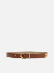 Cinto Caramelo Arezzo Couro Fivela Dourada