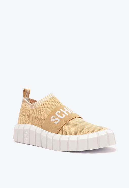 Tênis Sem Cadarço Logomania Knit Bege