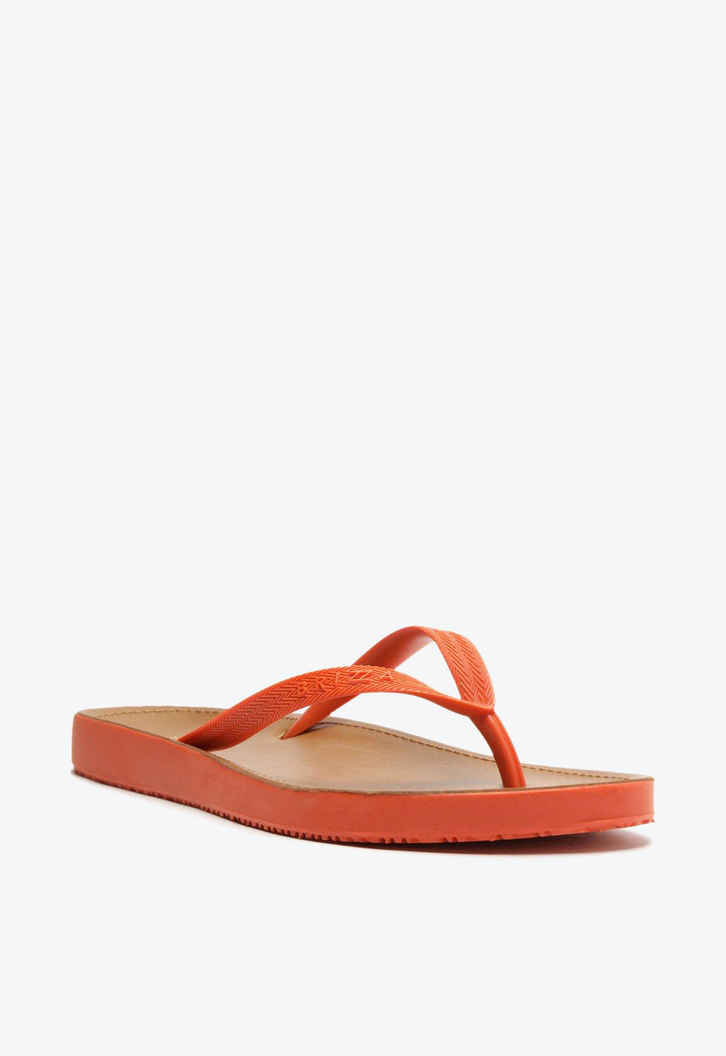 Chinelo De Dedo Laranja Brizza Palmilha Marrom