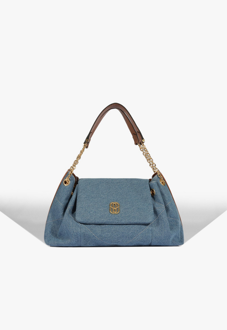 Bolsa Tiracolo Elodie Média Couro Azul | ZZ MALL