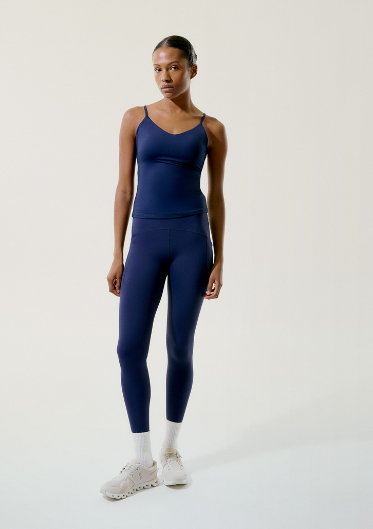 Calça Azul Hering Sports Legging Esportiva Feminina Com Costuras Contrastantes