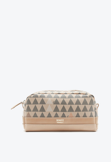 Nécessaire Neo Triangle Couro Bege | ZZ MALL