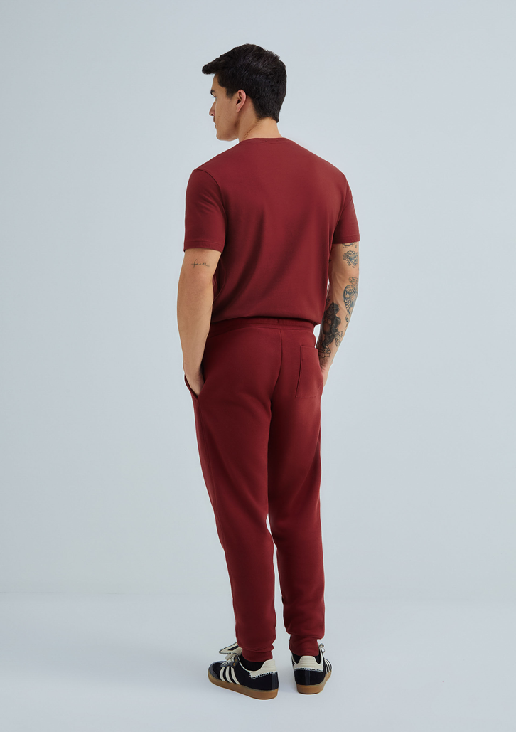 Calça Vinho Hering Masculina Jogger Em Moletom Peluciado