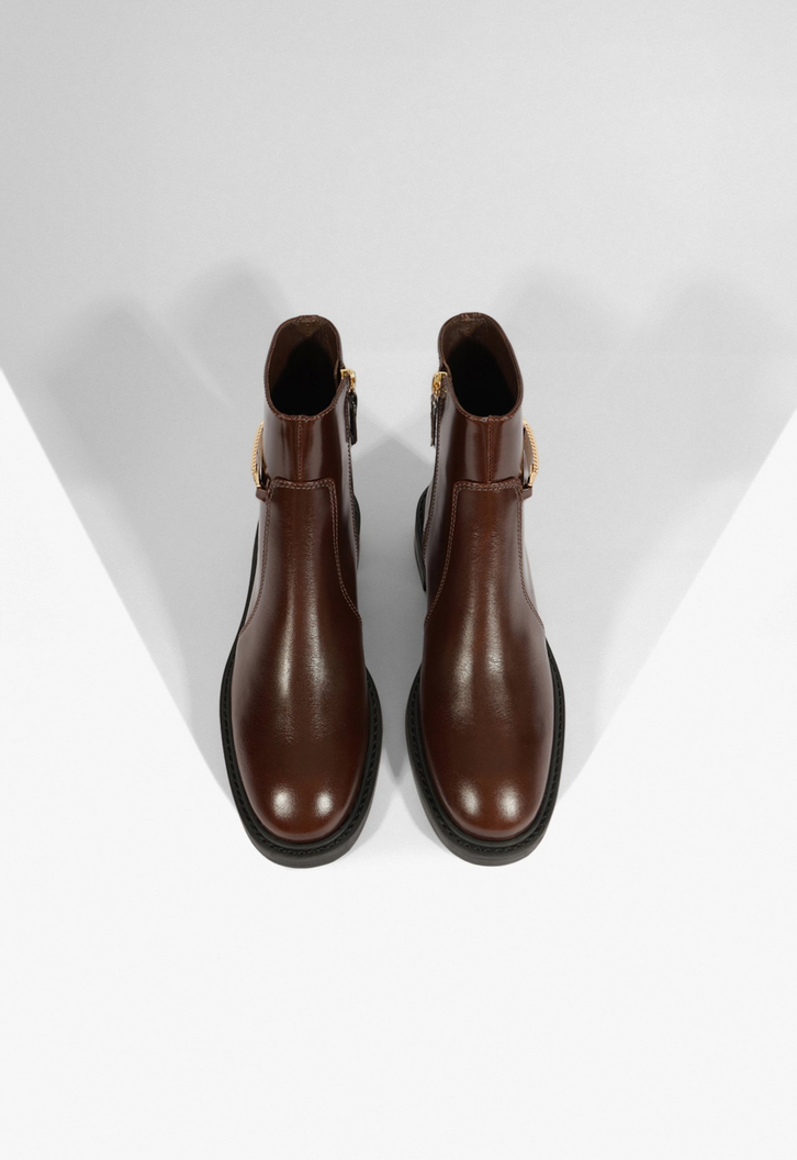 Bota Cano Baixo Couro Marrom