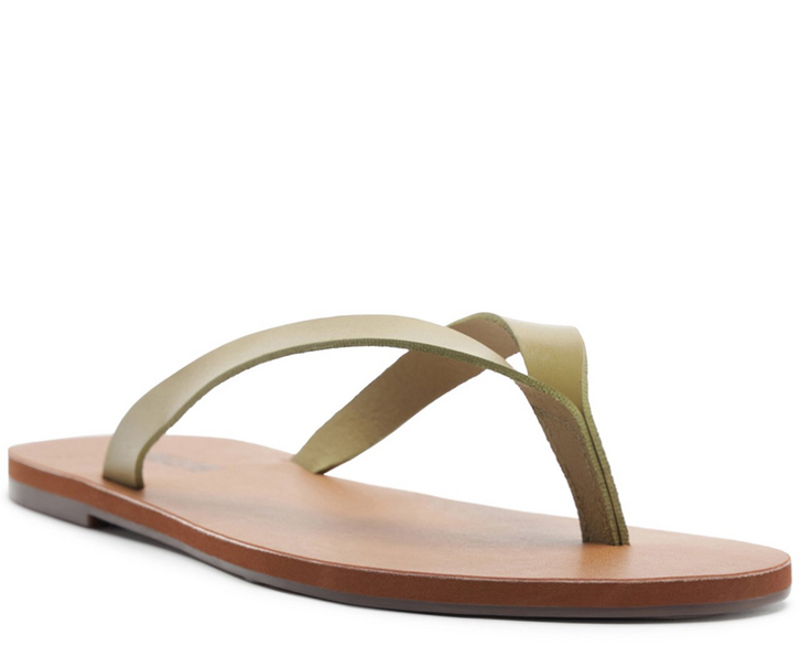 Rasteira Slim Tira Única Couro Verde