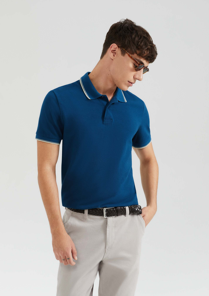 Camisa Polo Básica Azul Marinho Hering Manga Curta Em Piquet