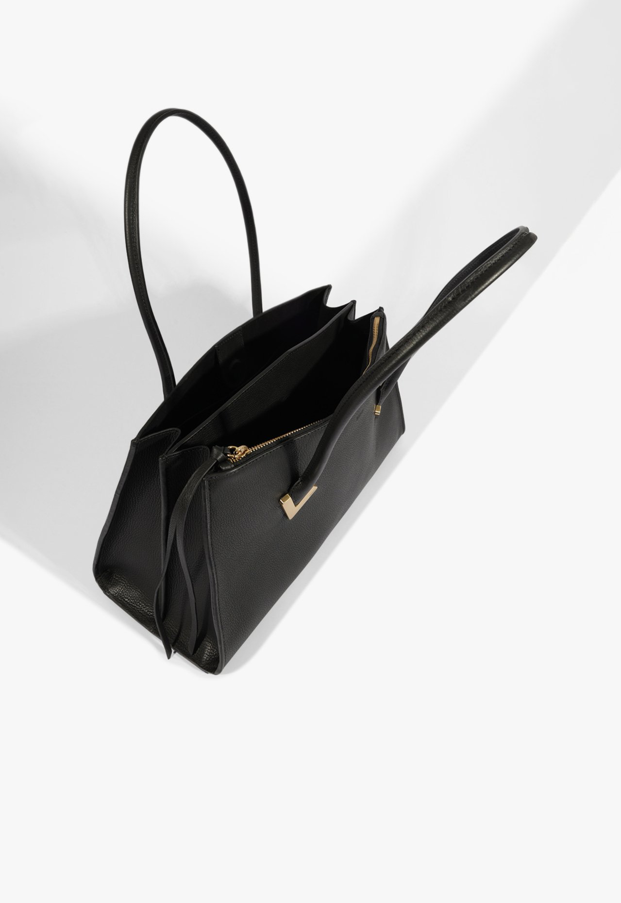Bolsa Tote Grande Adele Couro Preta | ZZ MALL