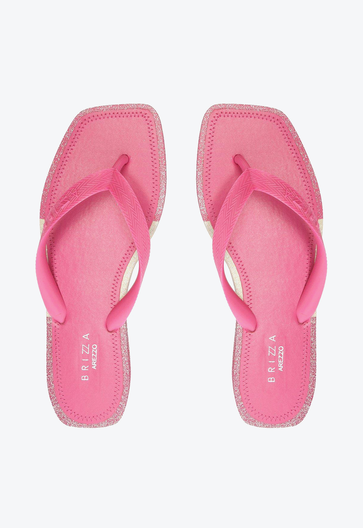 Chinelo De Dedo Rosa Brizza Glitter Square