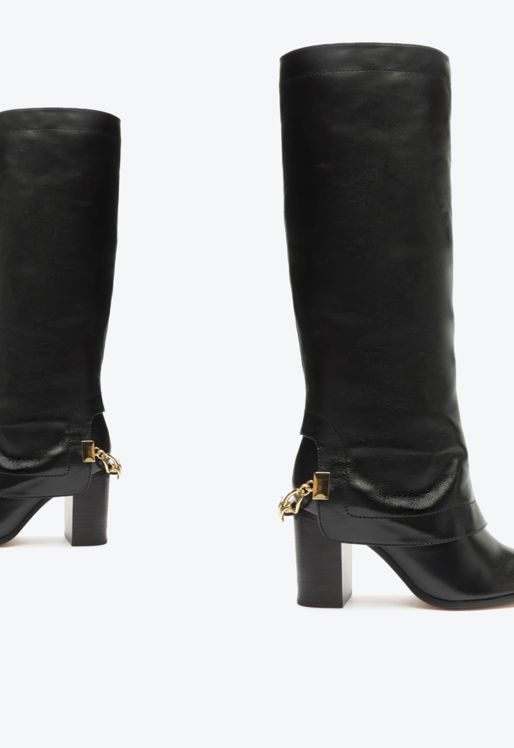 Bota Emmi Couro Cano Alto Preta
