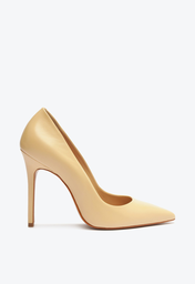 Sapato Scarpin Bege Schutz Salto Fino Couro