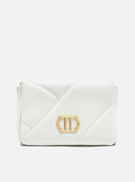 Mini Bag Tiracolo Branca Arezzo Couro Pingentes