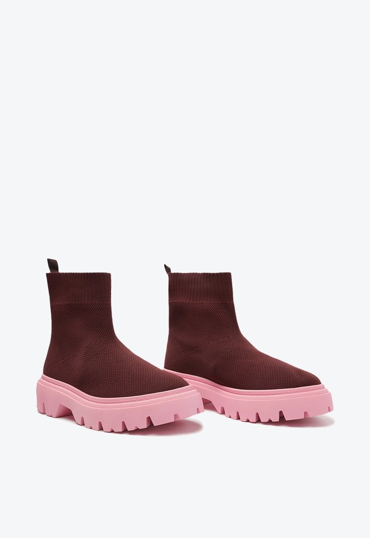 Bota Tratorada Cano Baixo Roxa Knit