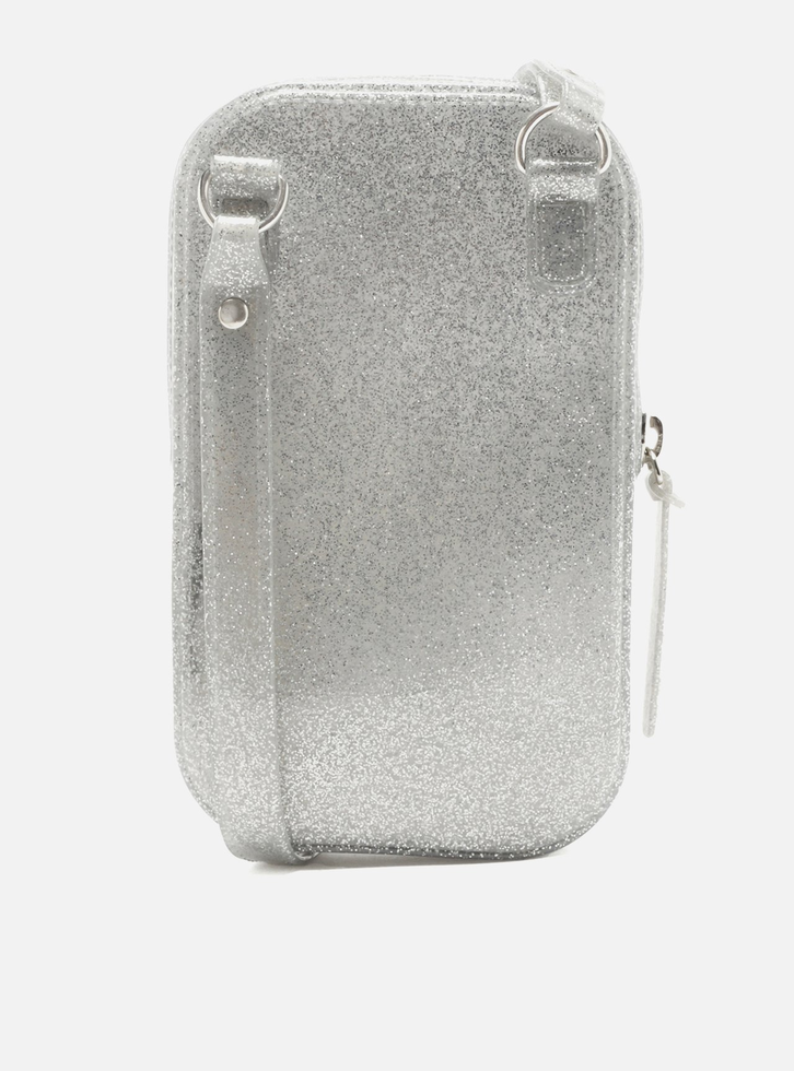 Mini Bolsa Glitter Prata Duda Porta-Celular