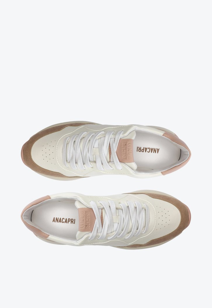 Tênis Branco e Nude Sporty Recorte