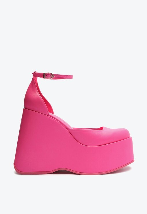SAPATO SCARPIN ROSA SCHUTZ DUNNA PLATAFORMA MEIA PATA COURO
